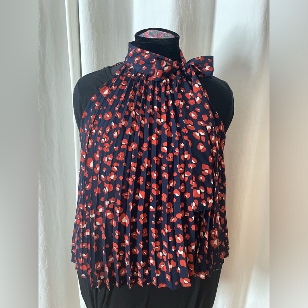 She + Sky Halter Top Pleated Blouse - Size Large